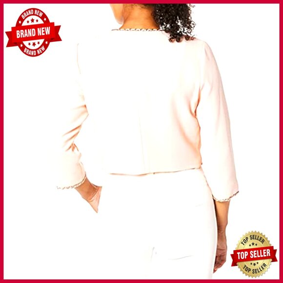 Lightweight Tweed Blazer with Chain Detail, 3/4 Sleeve, Regular Fit - Picture 2 of 2